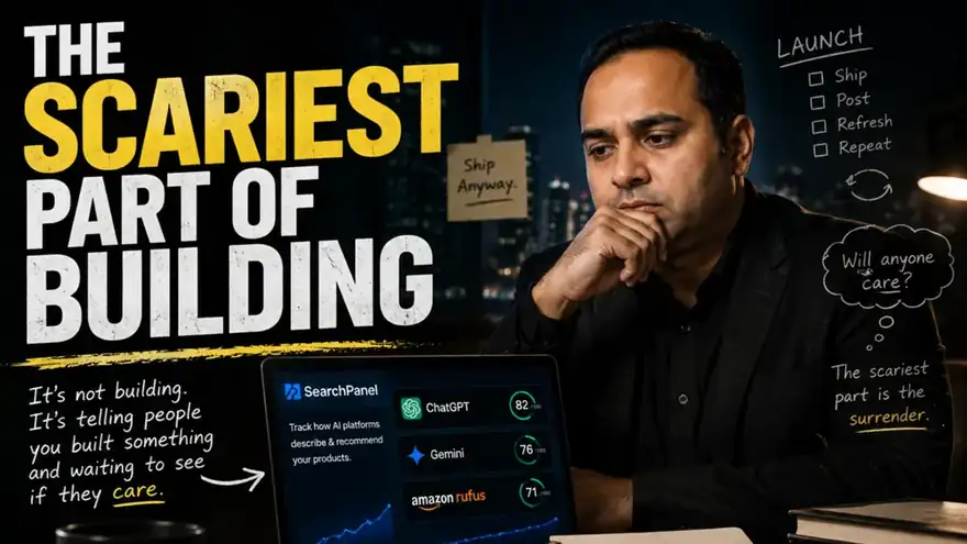 Cover image for The scariest part of building isn't building. It's telling people you built something and waiting to see if they care.